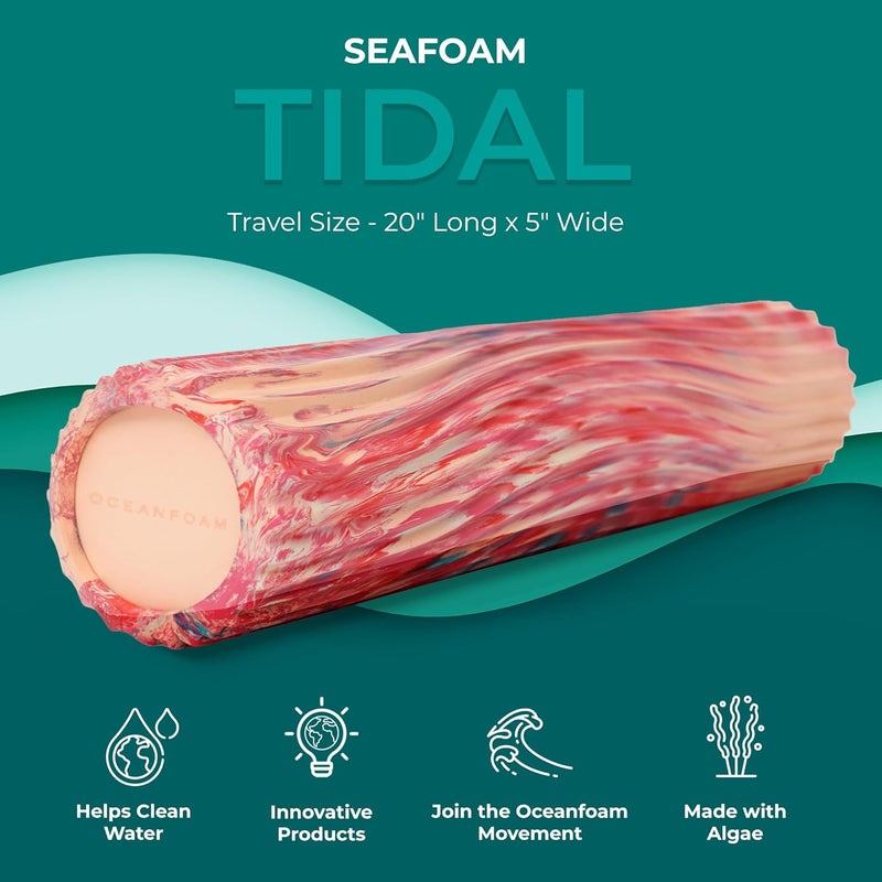 Oceanfoam Tidal Roller - Cotton Candy - Muscle Massage Foam Roller for Back Pain & Stretching - Firm and Ergonomic Wide Wave Textured - Yoga, Athletics, & Wellness - Full Size, 20" x 5" - Image 2